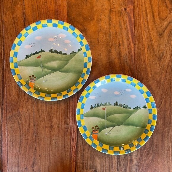 NOHO STUDIOS Golf Plates Set of 2 - Picture 1 of 4